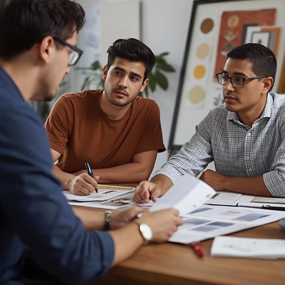 Residential interior designers in UAE CONSULTING wITH CLIENTS